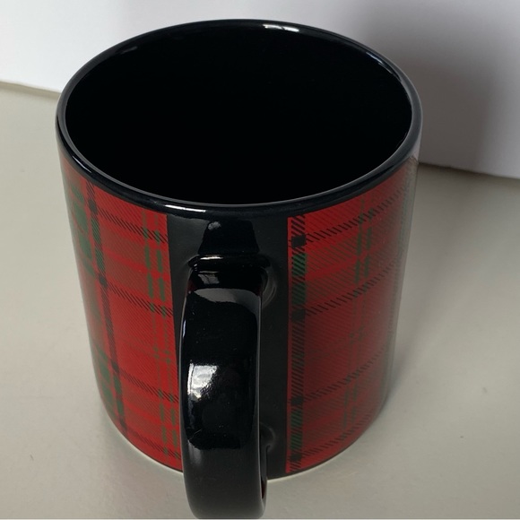 Pier 1 Mug Tartan Plaid Red Black Vintage EUC Coffee Stoneware Japan Retired - Picture 14 of 14